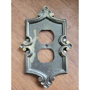 Vintage 1974 General Electric 481C508 Brass Duplex Receptacle/Outlet Plate